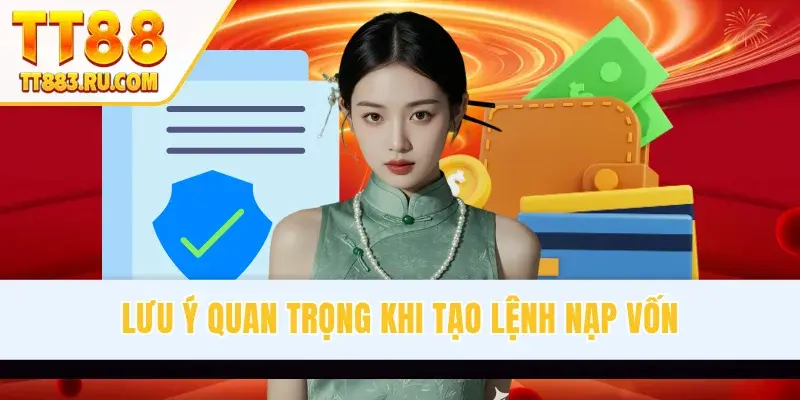 Lưu ý quan trọng khi tạo lệnh nạp vốn 